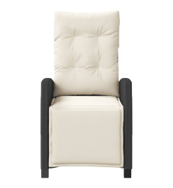 Chaise inclinable de jardin et repose-pied noir résine tressée