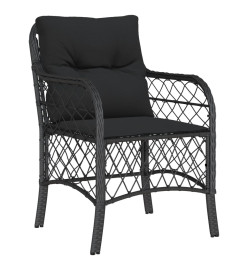 Ensemble à manger de jardin 9pcs coussins noir résine tressée