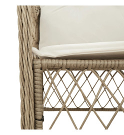 Ensemble à manger de jardin et coussins 7 pcs beige poly rotin