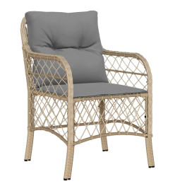 Ensemble à manger de jardin coussins 7 pcs mélange beige rotin