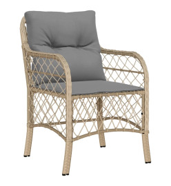 Ensemble à manger de jardin coussins 5 pcs mélange beige rotin