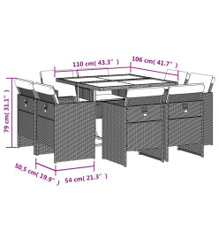 Ensemble à manger de jardin et coussins 9 pcs mélange beige