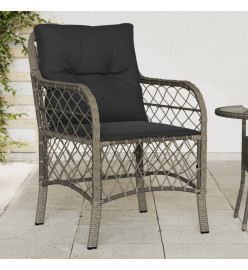 Chaises de jardin avec coussins lot de 2 gris résine tressée