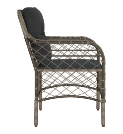 Chaises de jardin avec coussins lot de 2 gris résine tressée