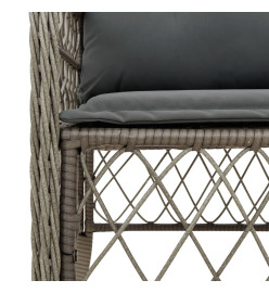 Ensemble à manger de jardin 9 pcs coussins gris résine tressée