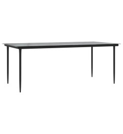 Ensemble à manger de jardin coussins 7pcs Noir Résine tressée