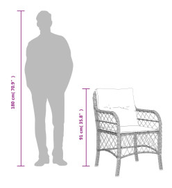 Ensemble à manger de jardin coussins 5pcs Noir Résine tressée