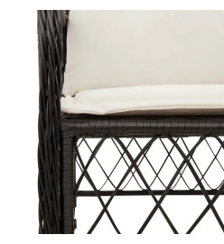 Ensemble de bistro 3 pcs avec coussins noir résine tressée