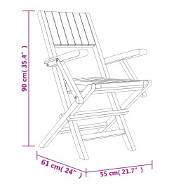 Chaises de jardin pliantes 8 pcs 55x61x90 cm bois massif teck