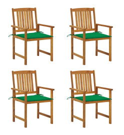 Chaises de jardin avec coussins 4 pcs Bois d'acacia massif