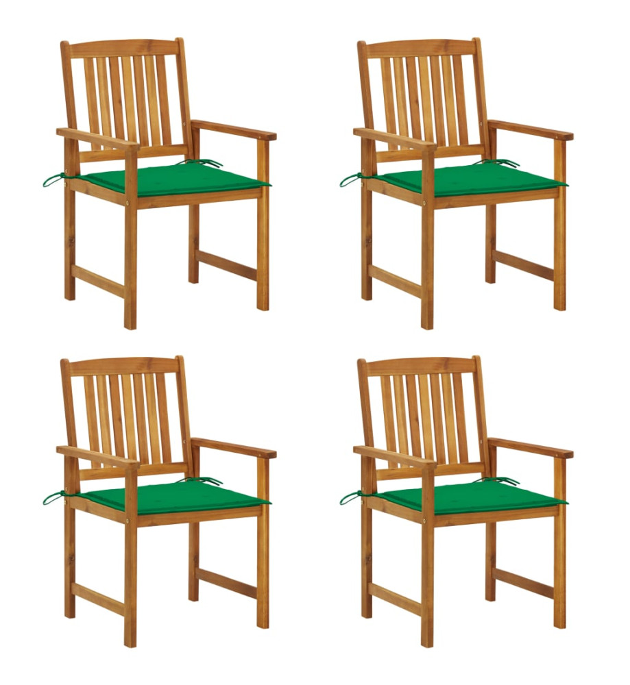 Chaises de jardin avec coussins 4 pcs Bois d'acacia massif