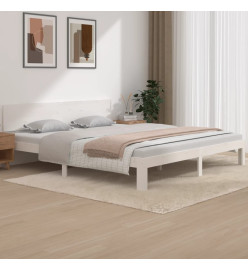 Cadre de lit blanc bois massif 180x200 cm super king