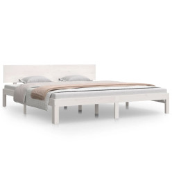 Cadre de lit blanc bois massif 180x200 cm super king