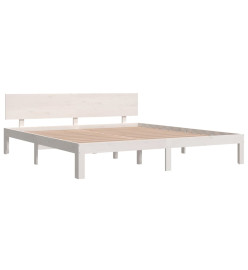 Cadre de lit blanc bois massif 180x200 cm super king