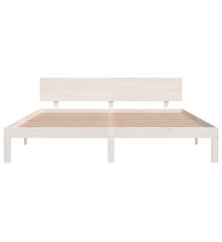 Cadre de lit blanc bois massif 180x200 cm super king