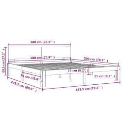 Cadre de lit blanc bois massif 180x200 cm super king