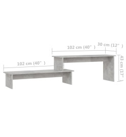 Meuble TV Gris béton 180x30x43 cm Aggloméré