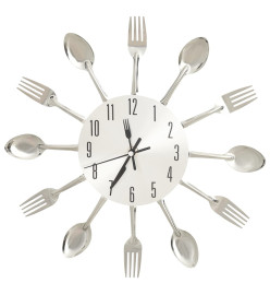 Horloge murale et cuillère et fourchette Argenté 31cm Aluminium