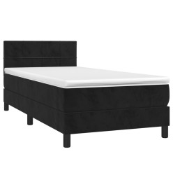 Sommier tapissier avec matelas et LED Noir 100x200 cm Velours