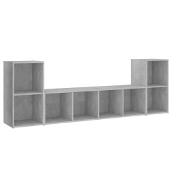 Ensemble de meubles TV 3 pcs Gris béton Aggloméré