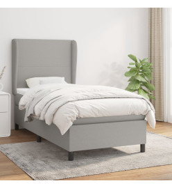 Lit à sommier tapissier avec matelas Gris clair 100x200cm Tissu