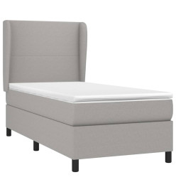 Lit à sommier tapissier avec matelas Gris clair 100x200cm Tissu