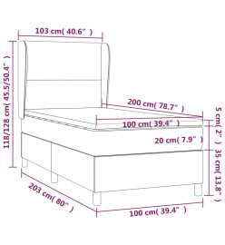 Lit à sommier tapissier avec matelas Gris clair 100x200cm Tissu