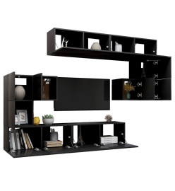 Ensemble de meuble TV 8 pcs Noir Aggloméré