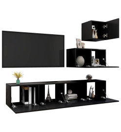 Ensemble de meuble TV 4 pcs Noir Aggloméré