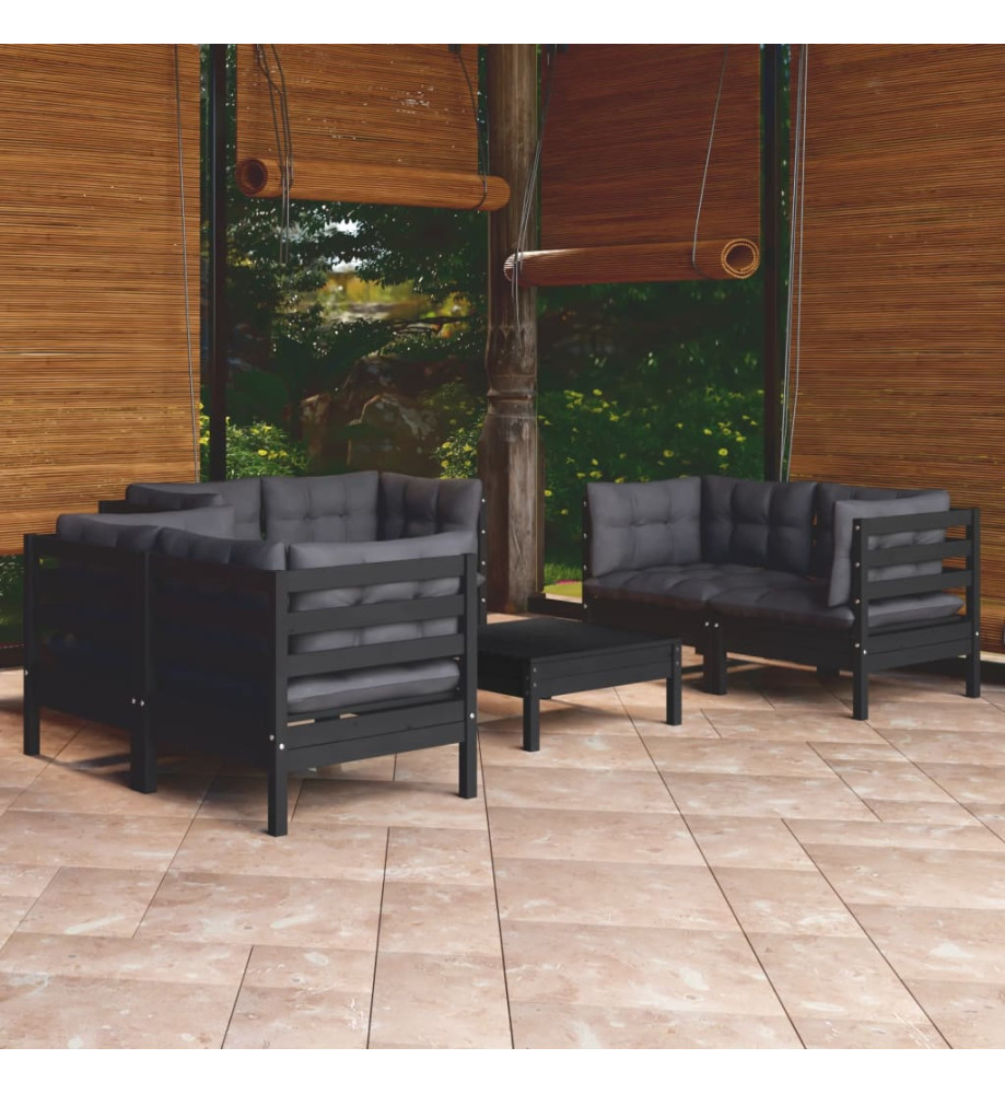 Salon de jardin 7 pcs avec coussins Bois de pin massif