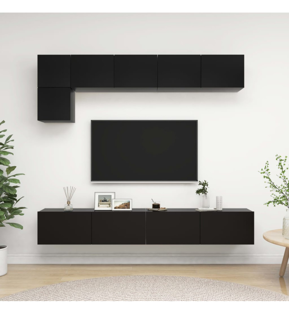 Ensemble de meuble TV 5 pcs Noir Aggloméré