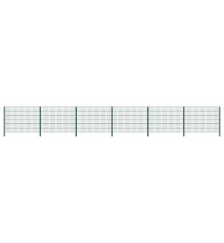 Panneau de clôture avec poteaux Fer 10,2 x 1,2 m Vert