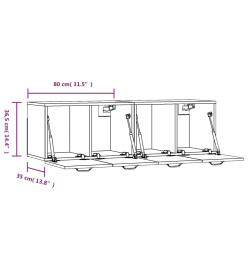 Armoires murales 2pcs Chêne fumé 80x35x36,5cm Bois d'ingénierie