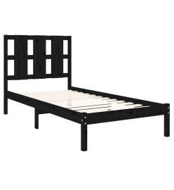 Cadre de lit Noir Bois massif 75x190 cm Petit simple