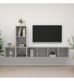 Ensemble de meuble TV 3 pcs Gris béton Aggloméré