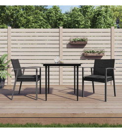 Chaises de jardin et coussins lot de 2 noir 56,5x57x83 cm rotin