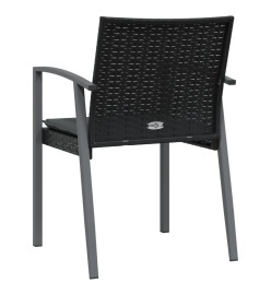 Chaises de jardin et coussins lot de 2 noir 56,5x57x83 cm rotin