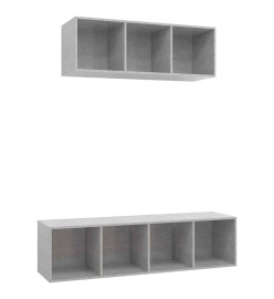 Ensemble de meuble TV 2 pcs Gris béton Aggloméré