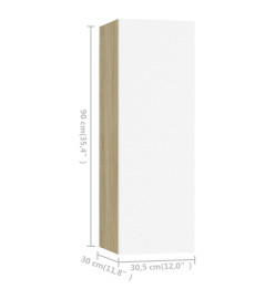 Meubles TV 4 pcs Blanc et chêne sonoma 30,5x30x90 cm Aggloméré