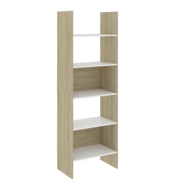 Ensemble de bibliothèque 4 pcs Blanc et chêne sonoma Aggloméré