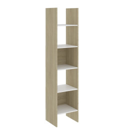 Ensemble de bibliothèque 4 pcs Blanc et chêne sonoma Aggloméré