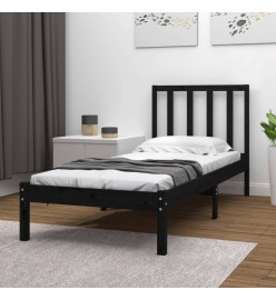 Cadre de lit Noir Bois de pin massif 75x190 cm Petit simple