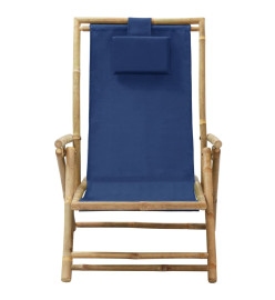 Chaise de relaxation inclinable Bleu marine Bambou et tissu