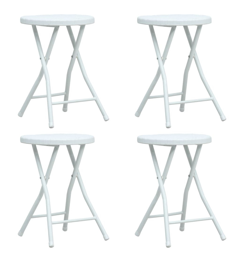 Tabourets pliables de jardin lot de 4 blanc PEHD aspect rotin