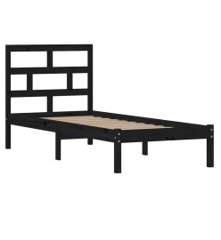 Cadre de lit Noir Bois massif 75x190 cm Petit simple