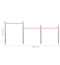 Barre de gym de jardin 404x170 cm Bois de pin imprégné et acier