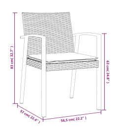 Ensemble à manger de jardin 9 pcs coussins résine tressée acier