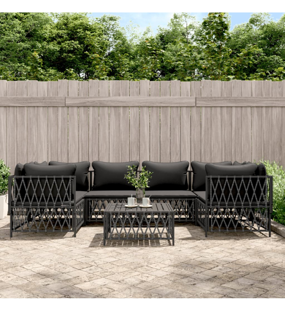 Salon de jardin 7 pcs avec coussins anthracite acier