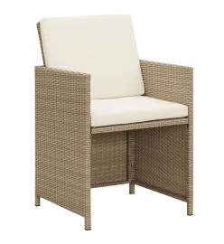 Ensemble de salle à manger de jardin 3 pcs avec coussins Beige