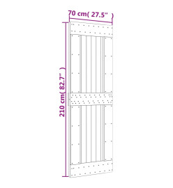 Porte coulissante et kit de quincaillerie 70x210 cm pin massif